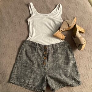 Gray Linen Shorts